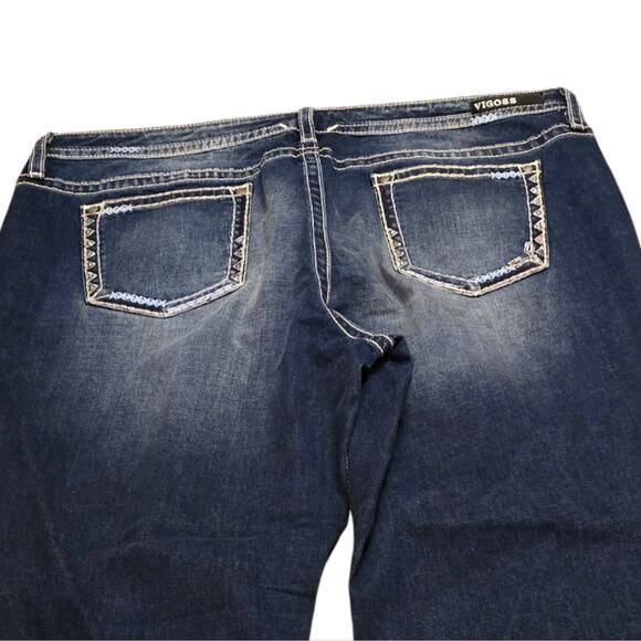 Vigoss Heritage Fit‎ Stretch Rolled Hem Bling Pocket Jeans Plus Size 24 - Picture 1 of 15